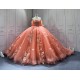 Off Shoulder Orange Quinceanera Dresses Sweet 16 Dress Appliques Voluminous Ball Gowns Customised Vestidos De Baile