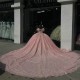 Off Shoulder Pink Quinceanera Ball Gown Rhinestones Quinceanera Dress 2024 Vestidos De Baile Floral Appliques Cocktail