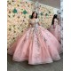 Off Shoulder Pink Quinceanera Dresses 3D Flowers Birthday Party Gowns Customized Vestidos De 15 Anos