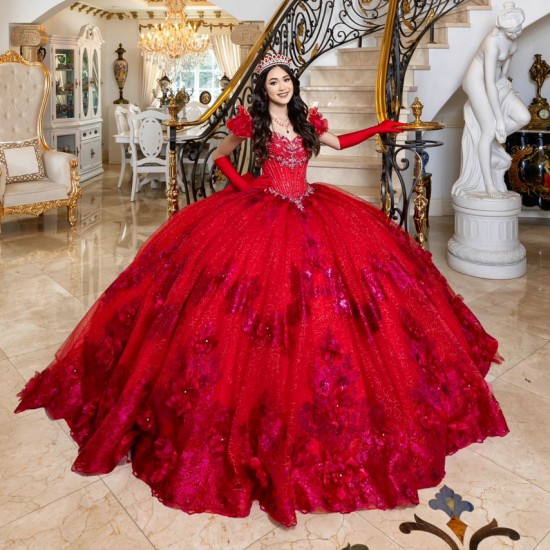 Off Shoulder Red Quinceanera Dresses Lace Applique Prom Dress Ball Gowns for Sweet 16 Party Gowns