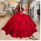 Off Shoulder Red Quinceanera Dresses Lace Applique Prom Dress Ball Gowns for Sweet 16 Party Gowns