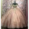 Off Shoulder Rose Gold Quinceanera Dress for Women Sweetheart Neck Crystal Evening Party Gown Sweet 15 Gown