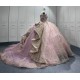 Off Shoulder Rose Gold Quinceanera Dresses Strapless Sequin Lace Up Vestidos De Baile Custom Made