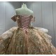 Off Shoulder Rose Gold Quinceanera Dresses for Girls Sweetheart Neck Appliques Backless Vestidos De Baile Custom Made Plus Size