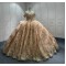 Off Shoulder Rose Gold Quinceanera Dresses for Girls Sweetheart Neck Appliques Backless Vestidos De Baile Custom Made Plus Size