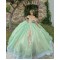 Off Shoulder Sage Green Ballgown Floral Appliques Quinceanera Dress 2024 Vestidos De 15 Anos