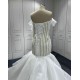 Off Shoulder Sequin Wedding Dresses Scoop Neck White Ivory Plus Size Vestido De Noiva Bride