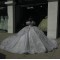 Off Shoulder Silver Ball Gown Beaded Quinceanera Dress Lace Up Back Luxurious Tulle Sweet 15 Party Dresses