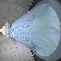 Off Shoulder Sky Blue Quinceanera Dress Sweetheart Neck Vestidos De 15 Anos Sweet 15 Prom Party Dresses With Bow