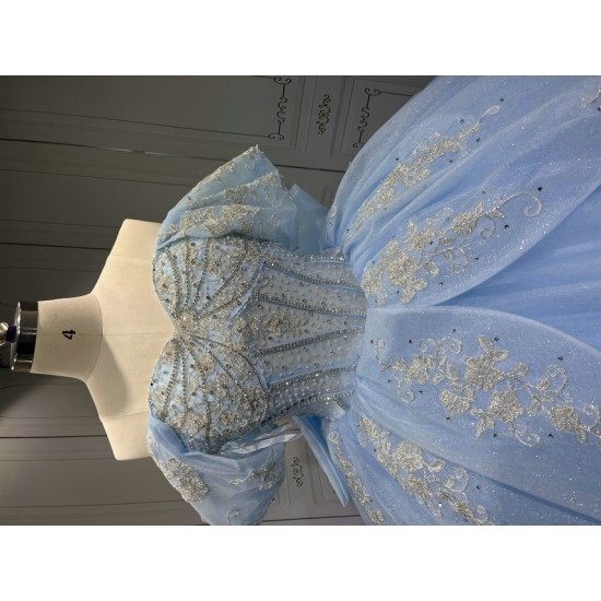 Off Shoulder Sky Blue Quinceanera Dress Sweetheart Neck Vestidos De 15 Anos Sweet 15 Prom Party Dresses With Bow