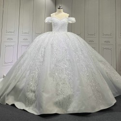 Off Shoulder Wedding Dresses 2024 Floor Length Sweep Train Sweetheart Custom Made Bridal Gown