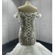 Off Shoulder Wedding Dresses 3D Flowers Bridal Dresses Strapless White Ivory Wedding Gowns