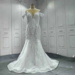 Off The Shoulder Elegant Wedding Dresses For Women Detachable Train Custom Made Bridal Gowns