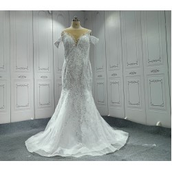 Off The Shoulder Elegant Wedding Dresses For Women Detachable Train Custom Made Bridal Gowns