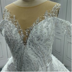 Off The Shoulder Elegant Wedding Dresses For Women Detachable Train Custom Made Bridal Gowns