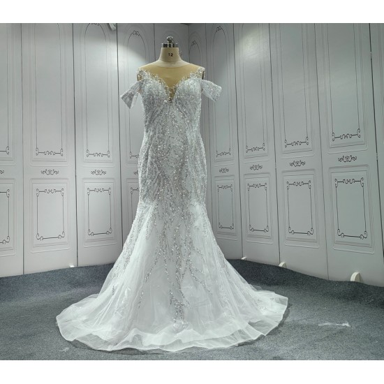 Off The Shoulder Elegant Wedding Dresses For Women Detachable Train Custom Made Bridal Gowns