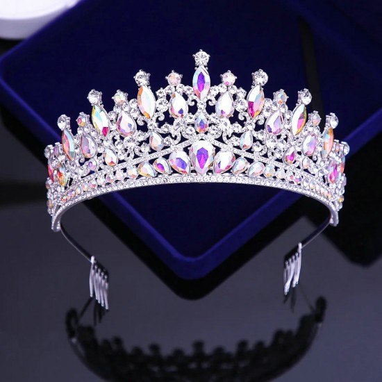 Pageant Purple Diadem Luxury Princess Crown Bridal Hair Jewelry Wedding Headpiece Queen Headdress Gold Women Party Prom Tiara Headband