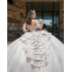 Pink Quinceanera Dresses V Neck Off Shoulder 2024 Ball Gown Princess Dress Lace Appliques Vestidos De 15 Anos With Bow