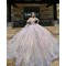 Pink Quinceanera Dresses V Neck Off Shoulder 2024 Ball Gown Princess Dress Lace Appliques Vestidos De 15 Anos With Bow