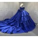 Princess 3D Flowers Blue Quinceanera Dresses Tulle Sweetheart Neck Off the Shoulder Vestido De 15 Customised With Bow