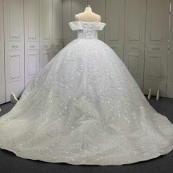 Princess Ball Gown Sweetheart Sequin Bridal Wedding Dresses for Spaghetti Strap Bride Vestido De Novia