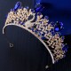 Princess Bridal Peacock Red Crown Headwear Crystal Tiara For Women Wedding Crown Hair Dress Accessories Party Jewelr