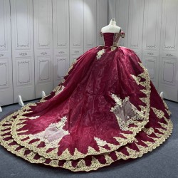 Princess Burgundy Quinceanera Dresses 15 Anos Off the Shoulder Sweetheart Lace Appliques Vestidos De 15 Anos Customised