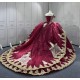 Princess Burgundy Quinceanera Dresses 15 Anos Off the Shoulder Sweetheart Lace Appliques Vestidos De 15 Anos Customised