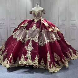 Princess Burgundy Quinceanera Dresses 15 Anos Off the Shoulder Sweetheart Lace Appliques Vestidos De 15 Anos Customised