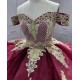 Princess Burgundy Quinceanera Dresses 15 Anos Off the Shoulder Sweetheart Lace Appliques Vestidos De 15 Anos Customised