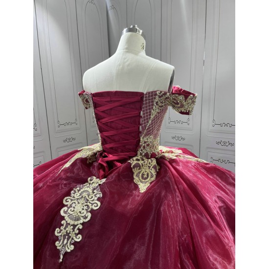 Princess Burgundy Quinceanera Dresses 15 Anos Off the Shoulder Sweetheart Lace Appliques Vestidos De 15 Anos Customised