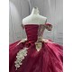 Princess Burgundy Quinceanera Dresses 15 Anos Off the Shoulder Sweetheart Lace Appliques Vestidos De 15 Anos Customised