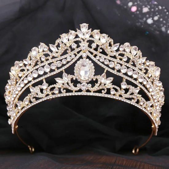 Princess Crystal Crown Rhinestone Tiara Bridal Red Wedding Ceremony Birthday Banquet Wedding Dress Head Jewelry