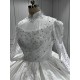 Princess Lace Long Sleeve Wedding Dress High Neck Bridal Dresses Black Girl Women Dress