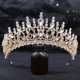 Princess Queen Bridal Crown Headwear Red Crystal Tiara For Women Wedding Crown Hair Dress Accessories Party Jewelry