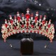 Princess Queen Bridal Crown Headwear Red Crystal Tiara For Women Wedding Crown Hair Dress Accessories Party Jewelry