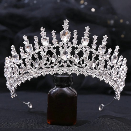 Princess Queen Bridal Crown Headwear Red Crystal Tiara For Women Wedding Crown Hair Dress Accessories Party Jewelry