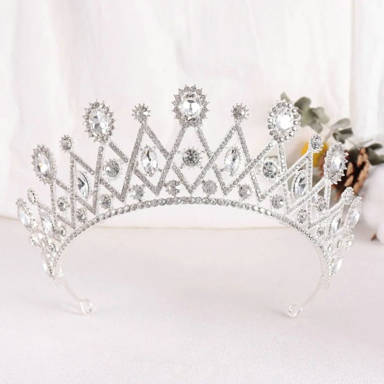 Princess Queen Bridal Red Crown Headwear Crystal Tiara For Women Wedding Crown Hair Dress Accessories Party Jewelry