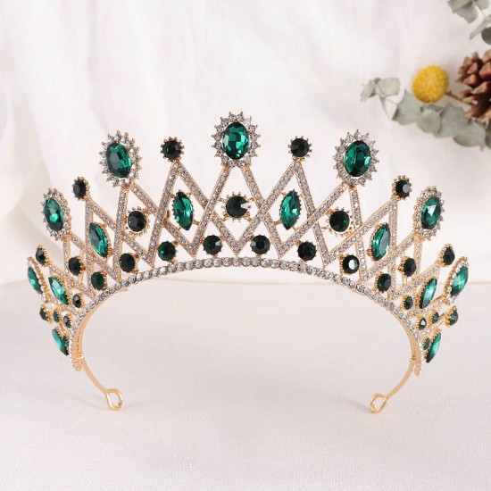 Princess Queen Bridal Red Crown Headwear Crystal Tiara For Women Wedding Crown Hair Dress Accessories Party Jewelry