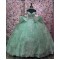 Princess Sage Green Quinceanera Dress Ball Gown Lace Applique Mexican Corset Sweet 16 Vestidos De 15 Anos