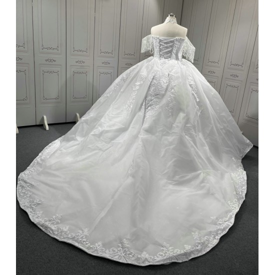 Princesse Ball Gown Wedding Dresses 2024 Halter Neck Appliques Bridal Gowns Sweep Train Vestido De Noiva