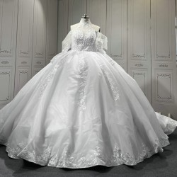 Princesse Ball Gown Wedding Dresses 2024 Halter Neck Appliques Bridal Gowns Sweep Train Vestido De Noiva