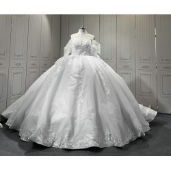 Princesse Ball Gown Wedding Dresses 2024 Halter Neck Appliques Bridal Gowns Sweep Train Vestido De Noiva