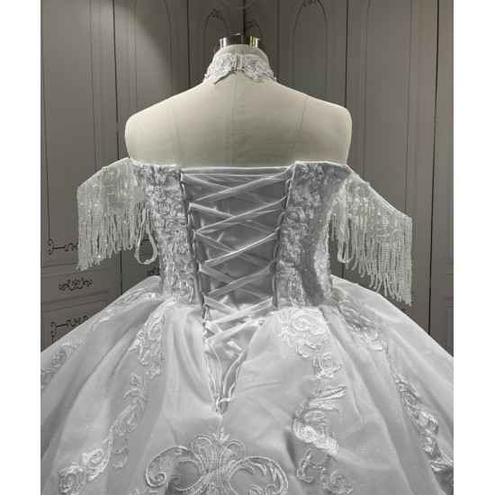 Princesse Ball Gown Wedding Dresses 2024 Halter Neck Appliques Bridal Gowns Sweep Train Vestido De Noiva