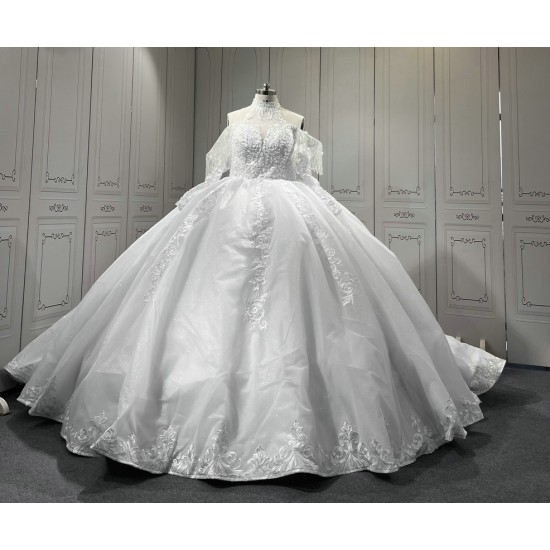 Princesse Ball Gown Wedding Dresses 2024 Halter Neck Appliques Bridal Gowns Sweep Train Vestido De Noiva