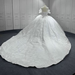 Puff Sleeve Ball Gown Wedding Dress 2024 Lace Appliques Bride Dresses Women Vestidos De Novia