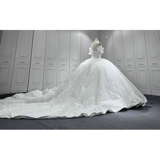 Puff Sleeve Ball Gown Wedding Dress 2024 Lace Appliques Bride Dresses Women Vestidos De Novia