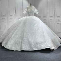 Puff Sleeve Ball Gown Wedding Dress 2024 Lace Appliques Bride Dresses Women Vestidos De Novia