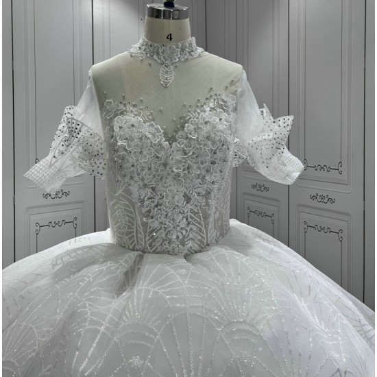 Puff Sleeve Ball Gown Wedding Dress 2024 Lace Appliques Bride Dresses Women Vestidos De Novia