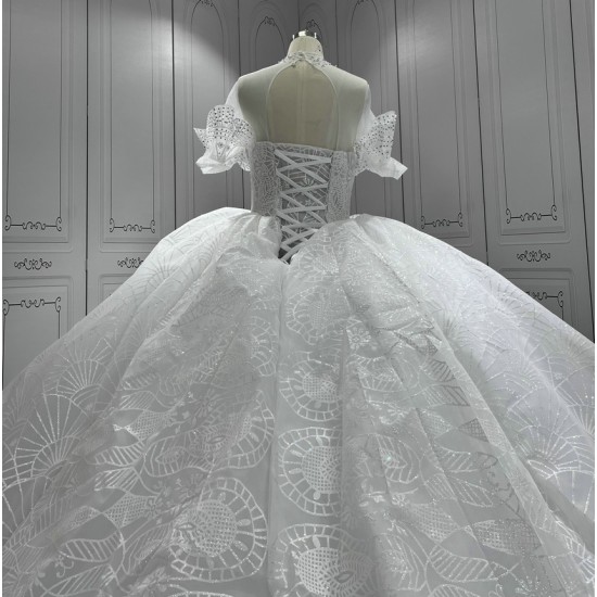 Puff Sleeve Ball Gown Wedding Dress 2024 Lace Appliques Bride Dresses Women Vestidos De Novia